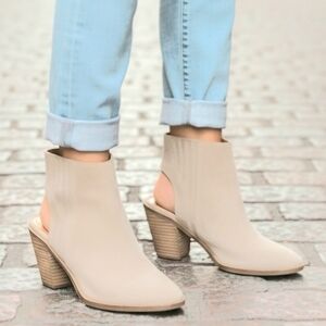 Lucky Brand Leather Elegant Beige Ankle Booties Boots Shoes